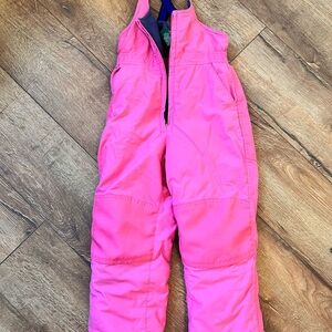 L.L. Bean Girls Bright Pink Insulated Snow Overalls